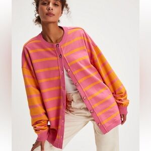 Striped Pink and Orange we the free free people striped cardigan